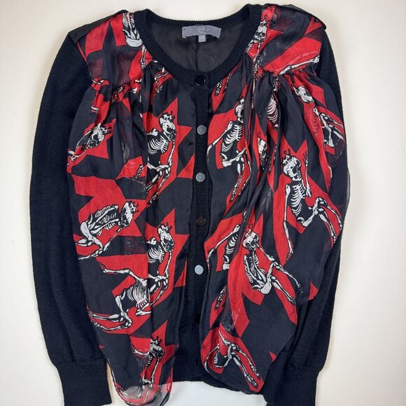 Alexander McQueen Black and Red Skeleton Cardigan - Picture 1 of 5